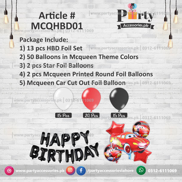 McQueen theme birthday decoration balloons set | Budget Deal