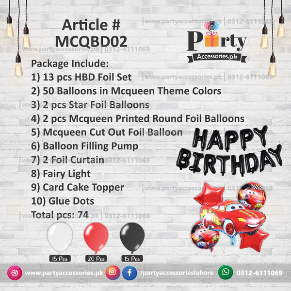 McQueen theme birthday Party decoration kit | Party Accessories | Foil Balloons