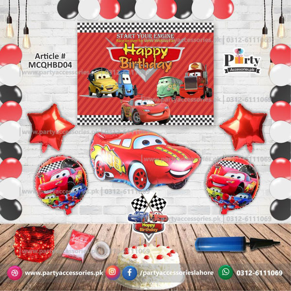 McQueen theme birthday Party decoration kit | Backdrop | Foil Balloons