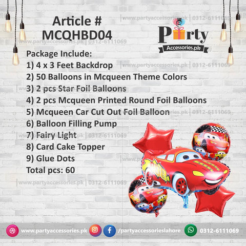 McQueen theme birthday decoration Backdrop kit | Party Supplies