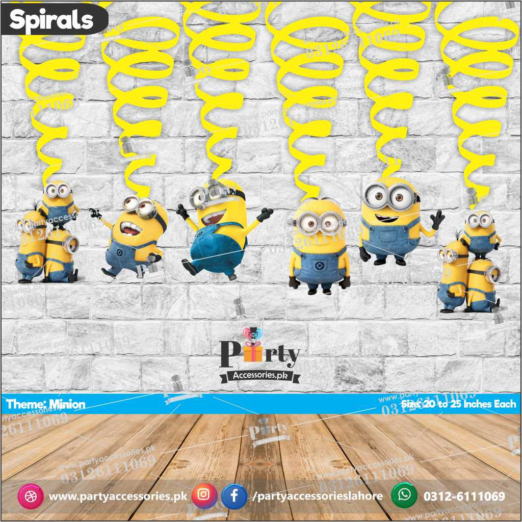 Spiral Hanging swirls decorations  in Minion theme birthday party  