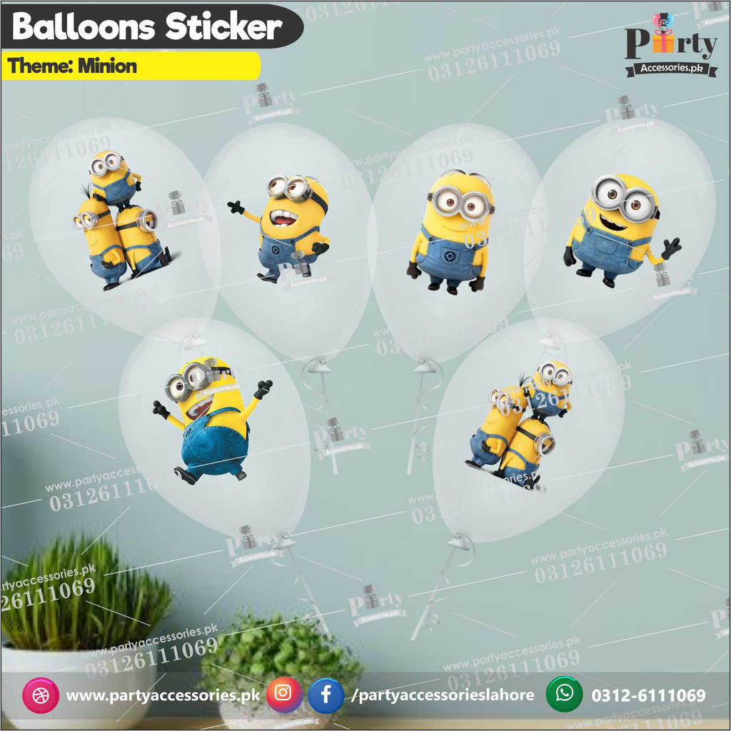 Minion Theme Transparent Balloons With Stickers | Pack of 6