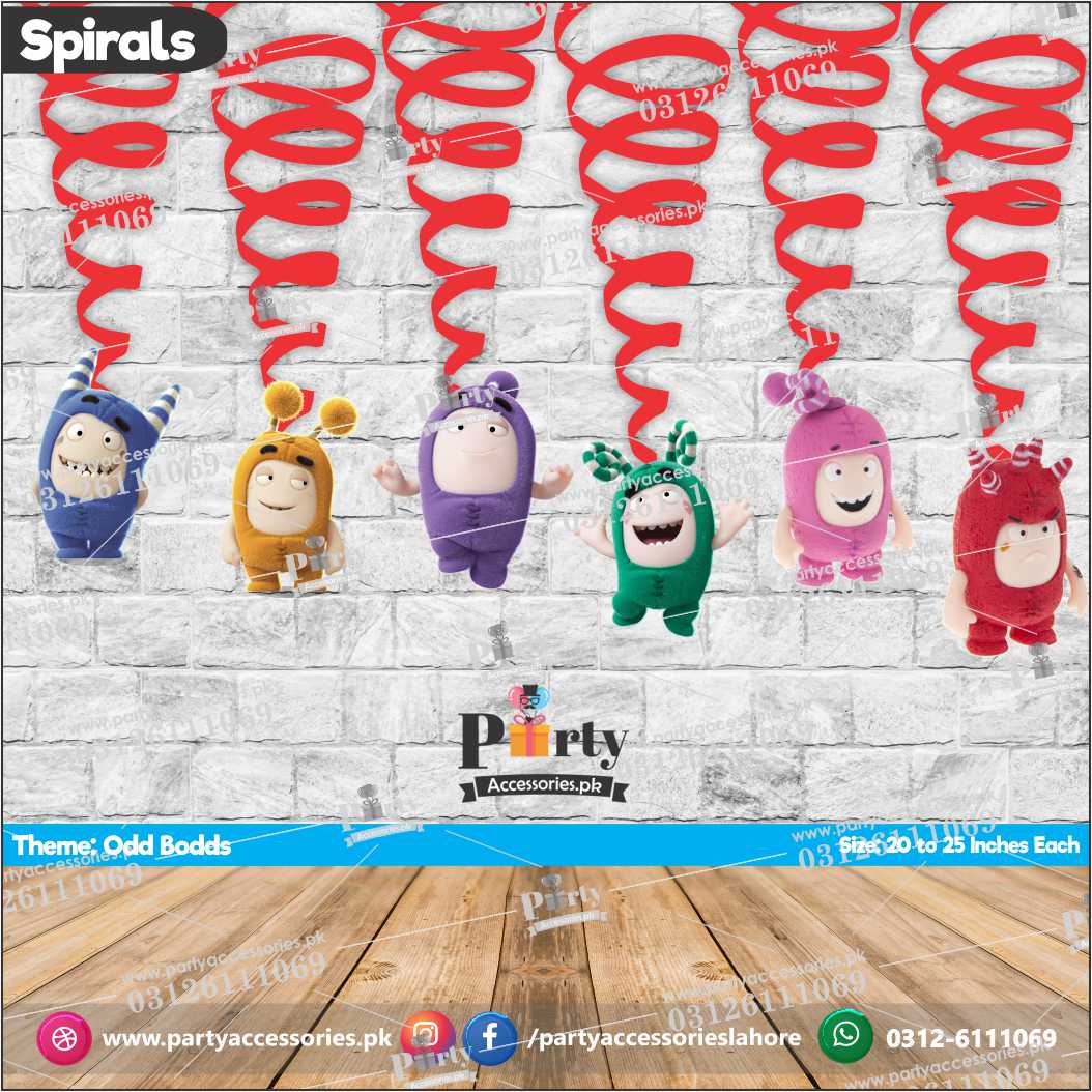 Spiral Hanging swirls decorations in Odd Bodds theme birthday party   