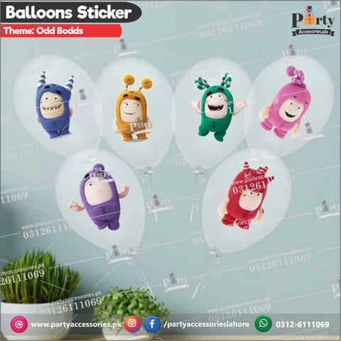 Odd Bodds theme transparent balloons with stickers pack of 6