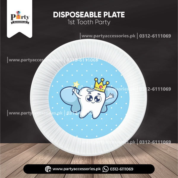 first tooth party paper plates table decoration ideas