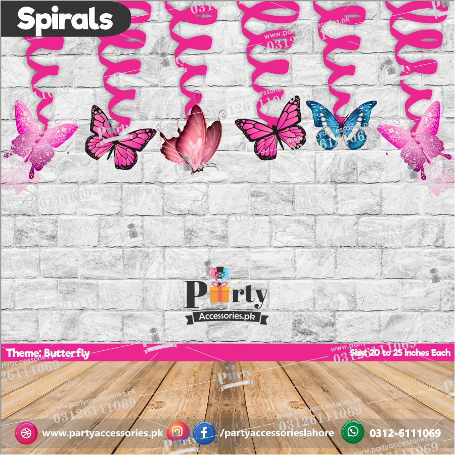 Spiral Hanging swirls decorations  in Butterfly theme birthday party  