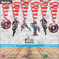 Spiral Hanging swirls decorations in Captain America theme birthday party   