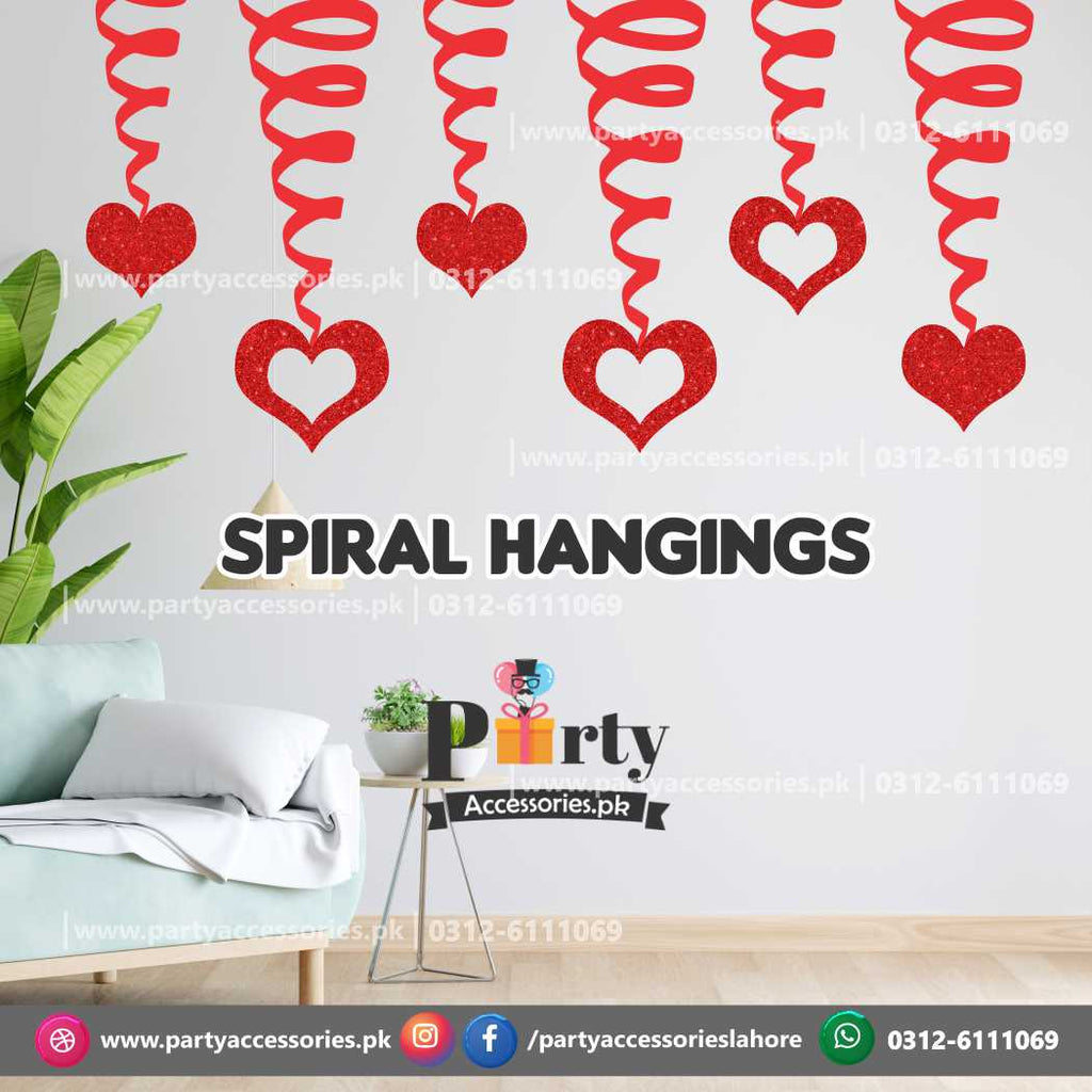 Spiral Hanging swirls decorations in Valentine theme birthday party  