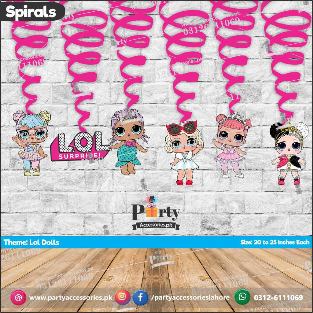 Spiral Hanging swirls decorations in LOL dolls theme birthday party   