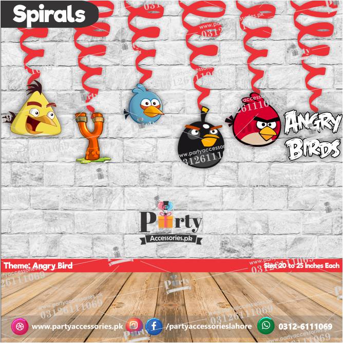 Spiral Hanging swirls in Angry Birds theme birthday party |Wall decorations |Wall Hanging 6 pcs 12 pcs packs