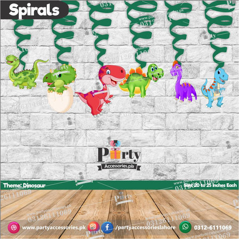 Spiral Hanging swirls in Dinosaur theme birthday party decorations 6 pcs 12 pcs packs