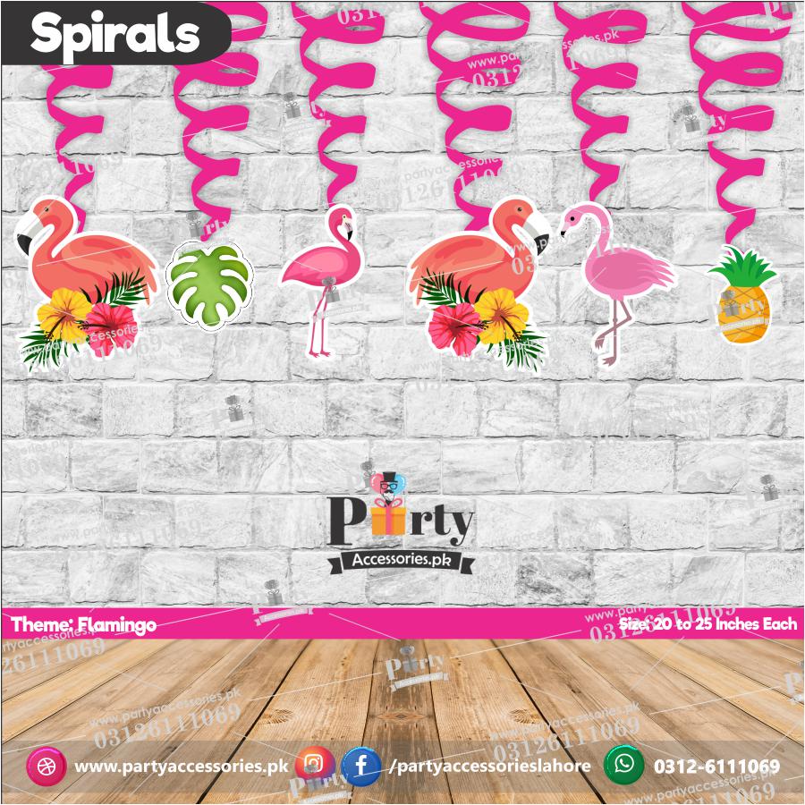 Spiral Hanging swirls decorations in Flamingo theme birthday party  