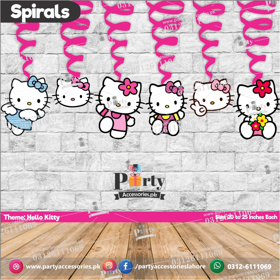 Spiral Hanging swirls decorations in Hello Kitty theme birthday party  