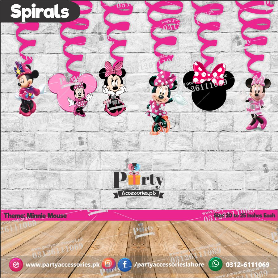 Spiral Hanging swirls decorations in Minnie Mouse theme birthday party   