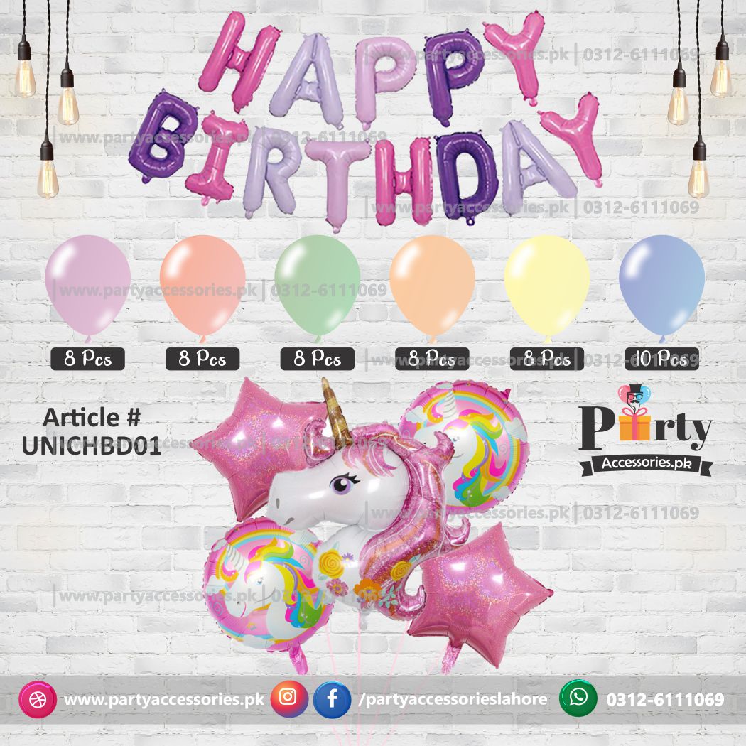 UNICORN Theme Birthday Party Decoration | Foil Balloons Set | Budget Deal