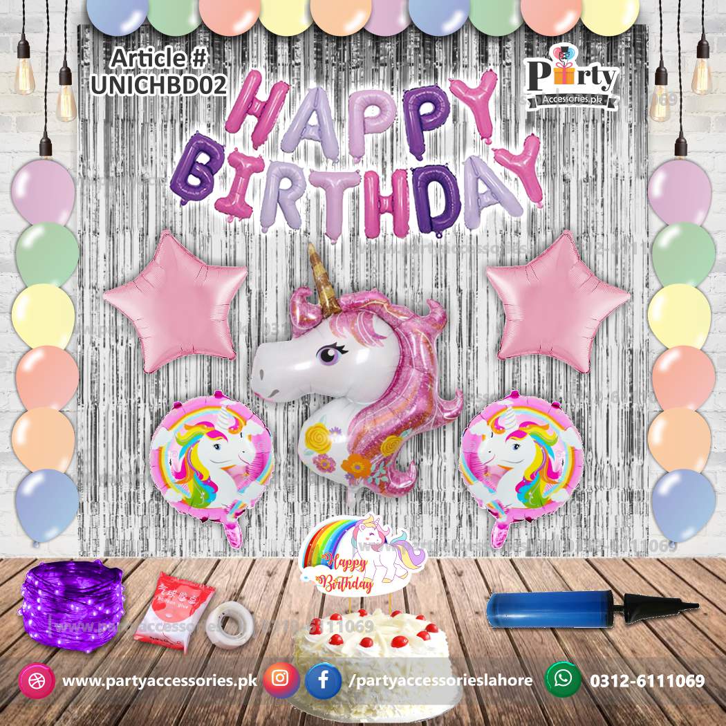 UNICORN theme birthday Party decoration kit | Party Accessories | Foil Balloons