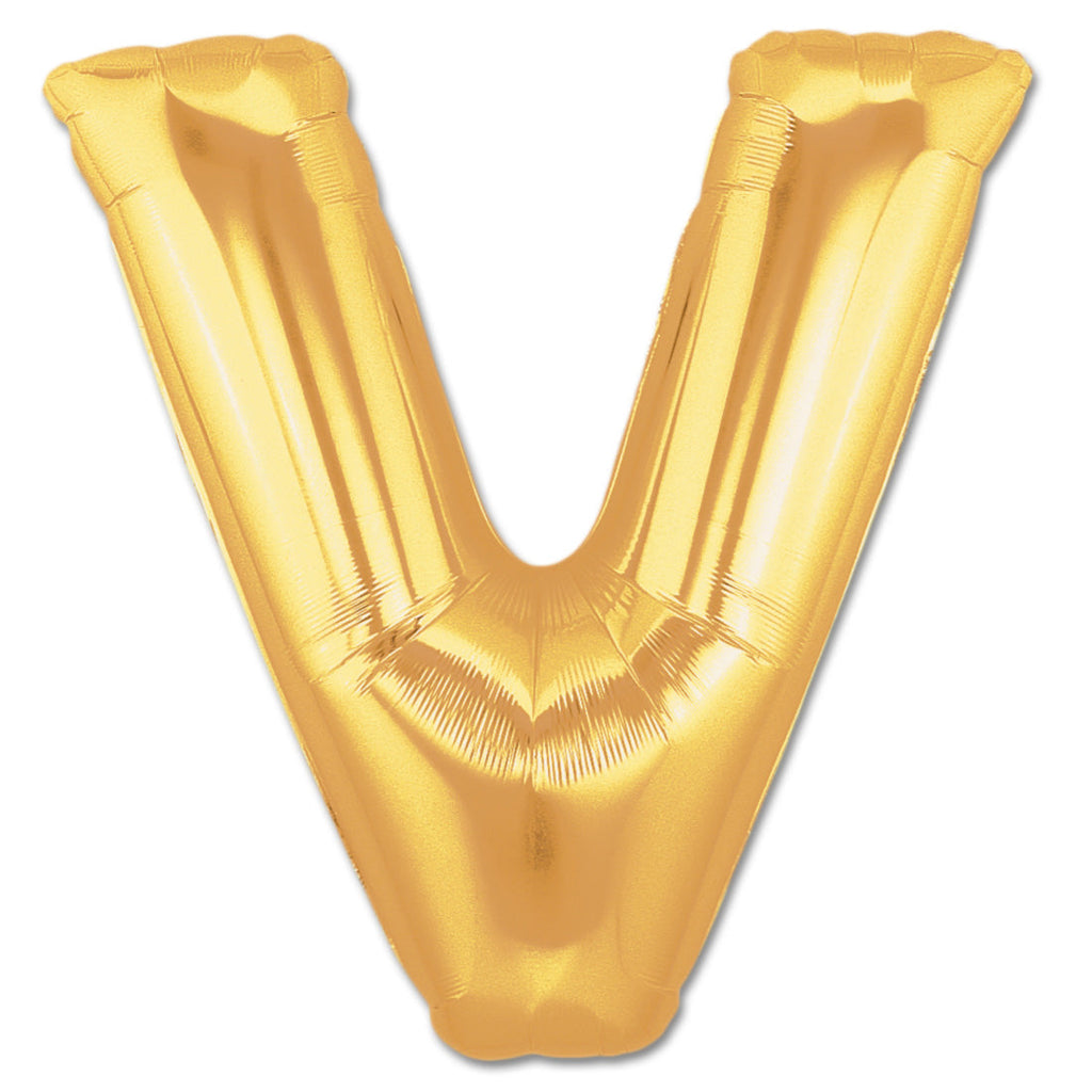 Letter Alphabet V Golden Foil Balloons