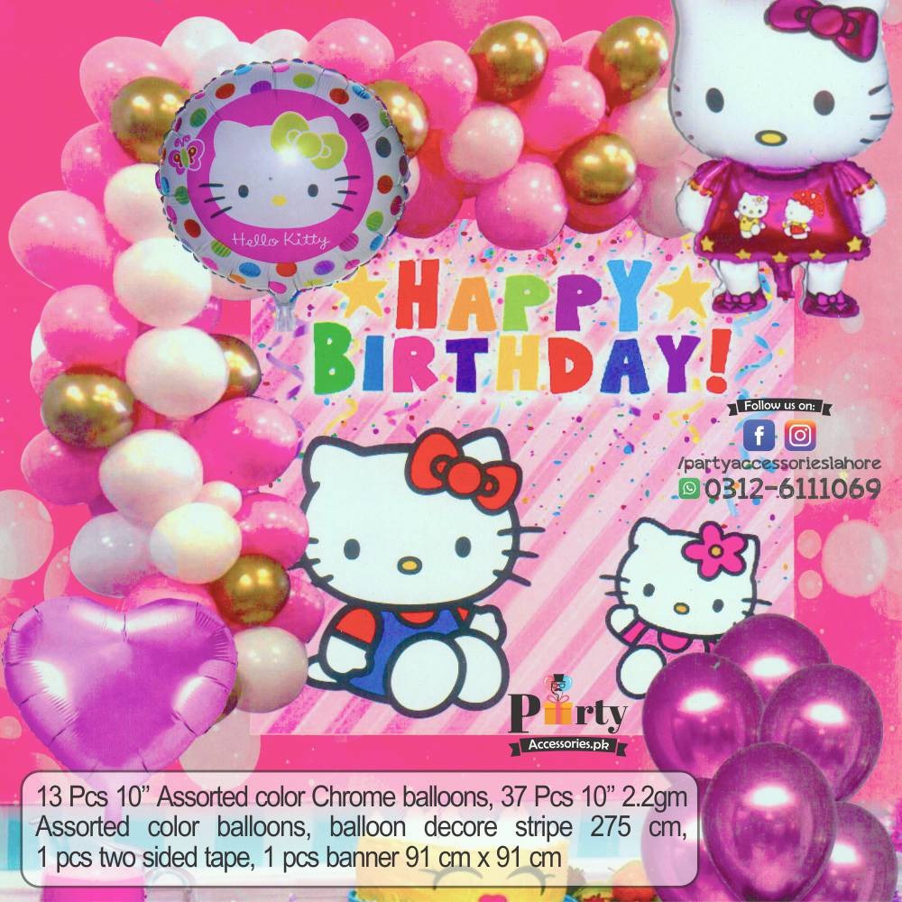 Hello kitty birthday theme party set garland backdrop kit