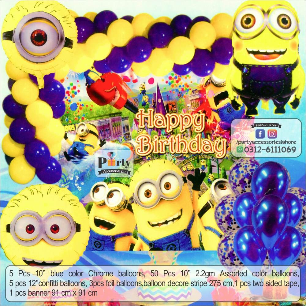 Minion birthday theme party decorations set garland  kit