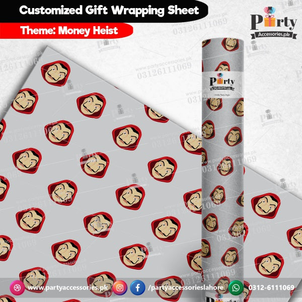 Gift wrapping sheets for Money Heist theme birthday party