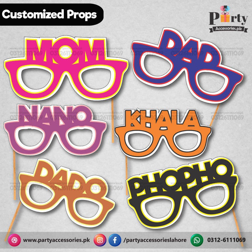 Glasses Photo Props set for Birthday party | Celebration | Pack Of 6