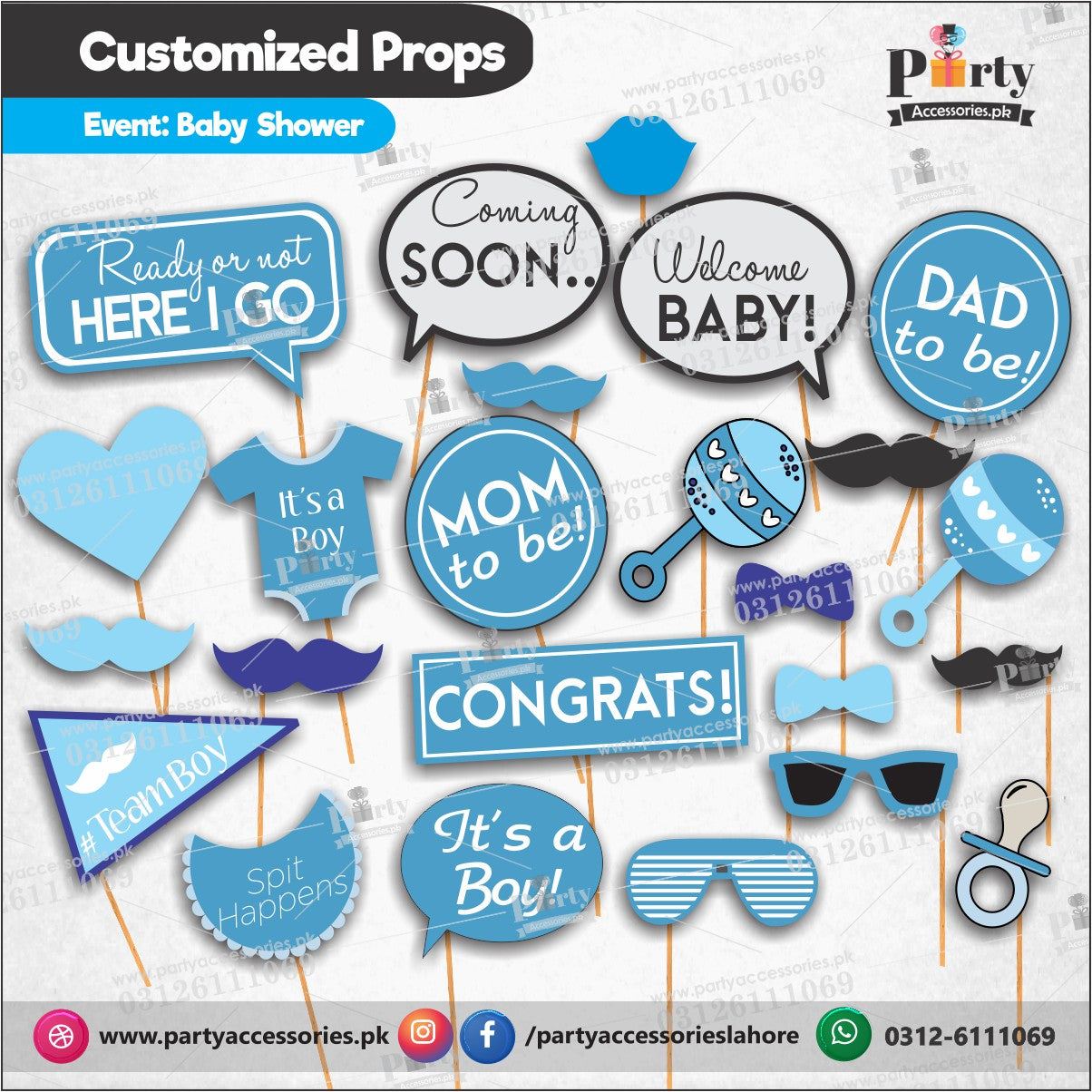 Props set for Baby shower theme party | Celebration