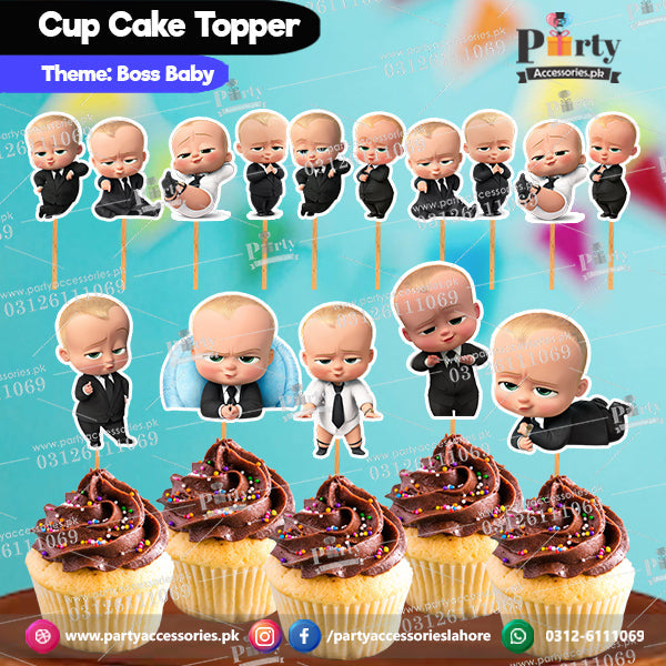 Boss Baby theme birthday cupcake toppers set cutouts– PartySupplies.com.pk