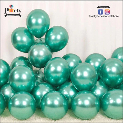 green metallic balloons 