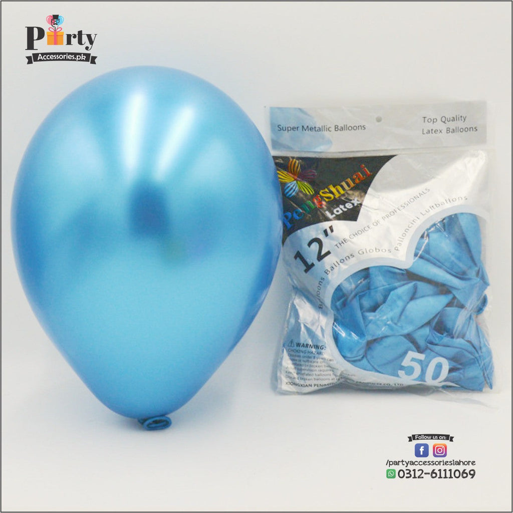 blue chrome balloons 