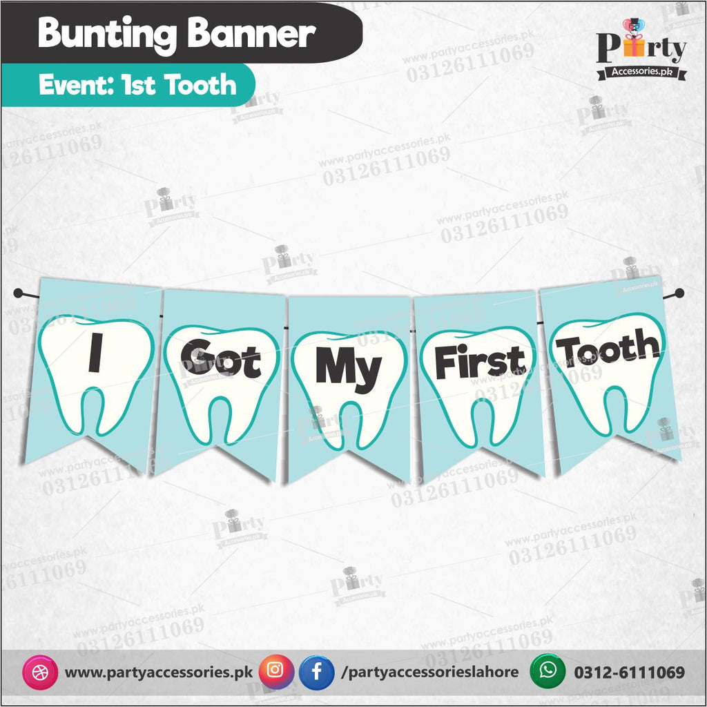 Customized First Tooth Bunting banner for Party Decoration