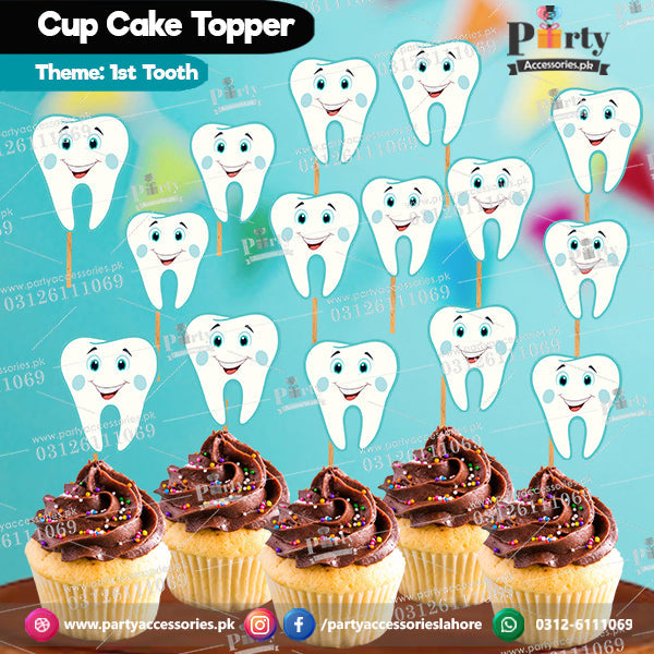 Cupcake toppers for the First tooth Party Celebration table decor