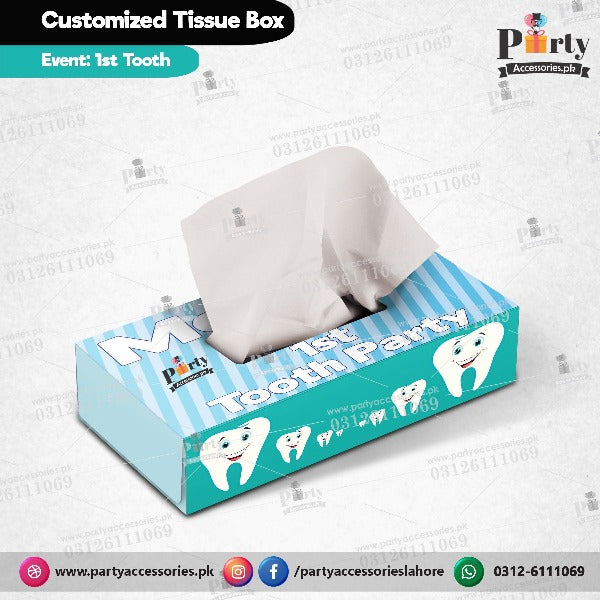 first tooth party tissue box cover