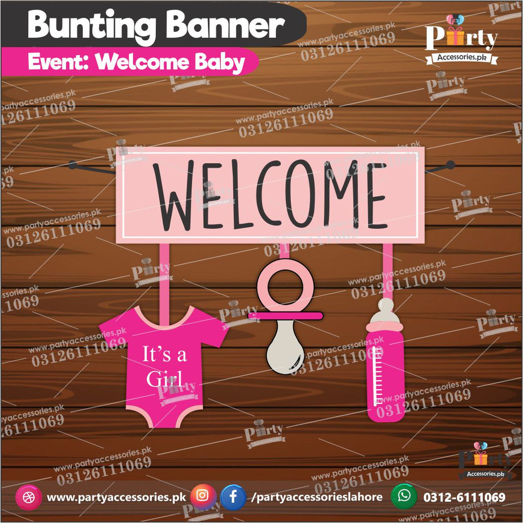 WELCOME HANGING for boy or girl wall decoration for welcome home new baby | Pink Color