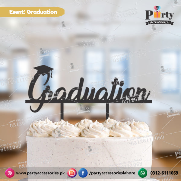 Graduation Party in wooden cake topper