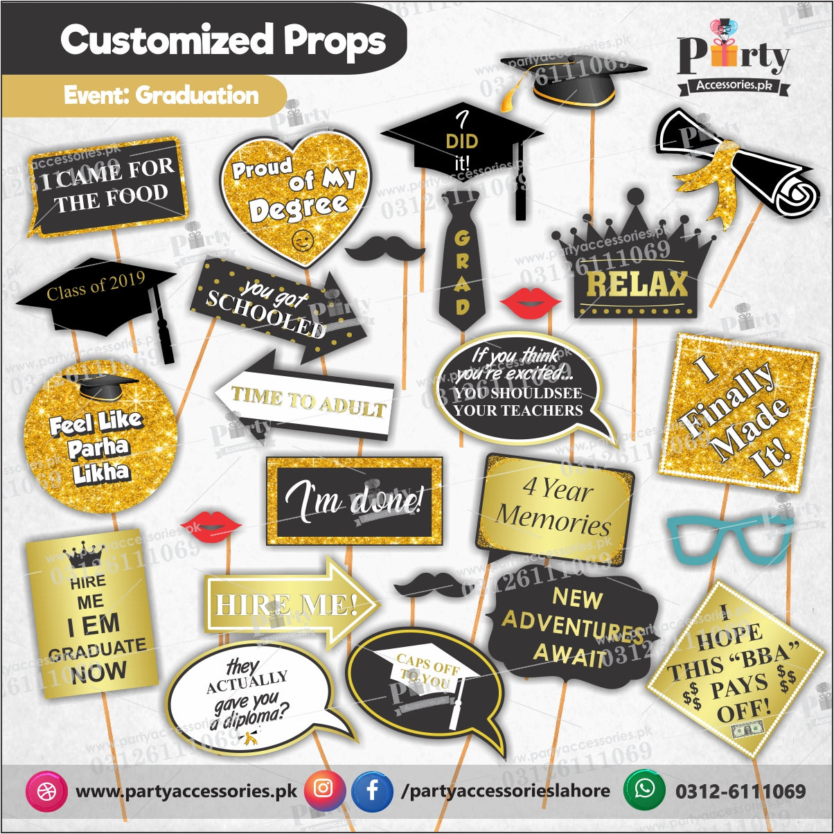 Photo Props Set For Graduation Party Function | Celebration ...