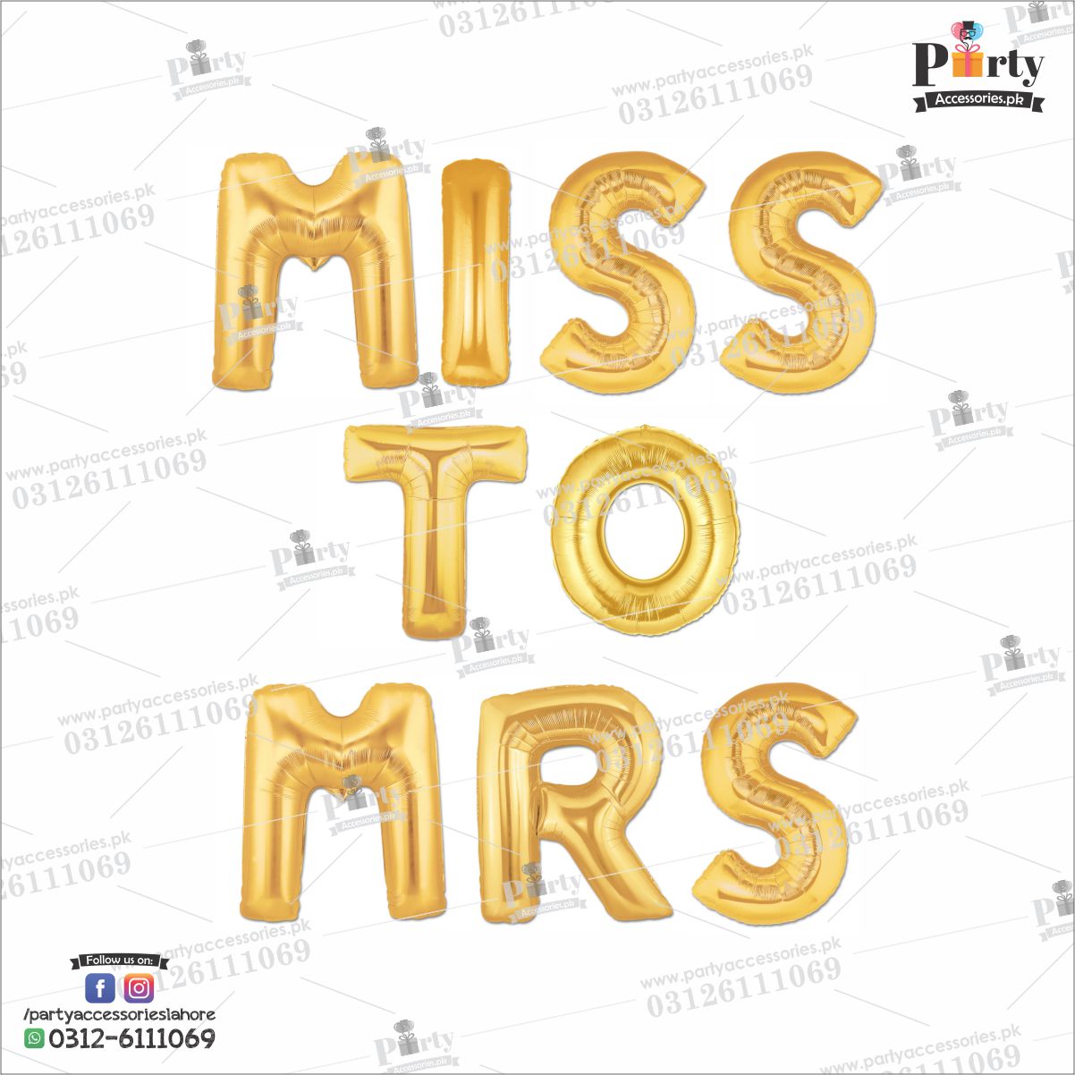 MISS TO MRS foil balloons for bridal shower decoration