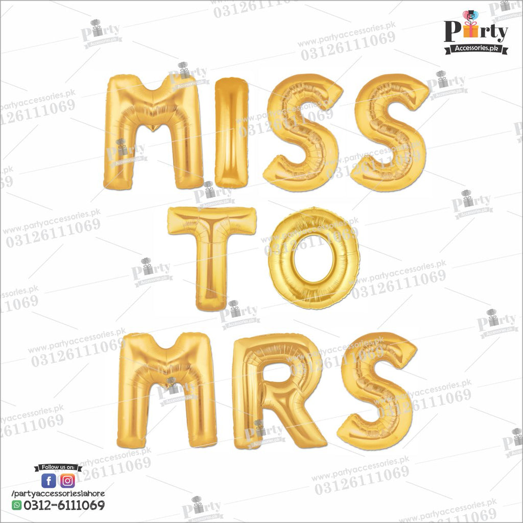 MISS TO MRS foil balloons for bridal shower decoration golden