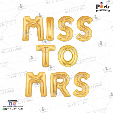 MISS TO MRS foil balloons for bridal shower decoration golden