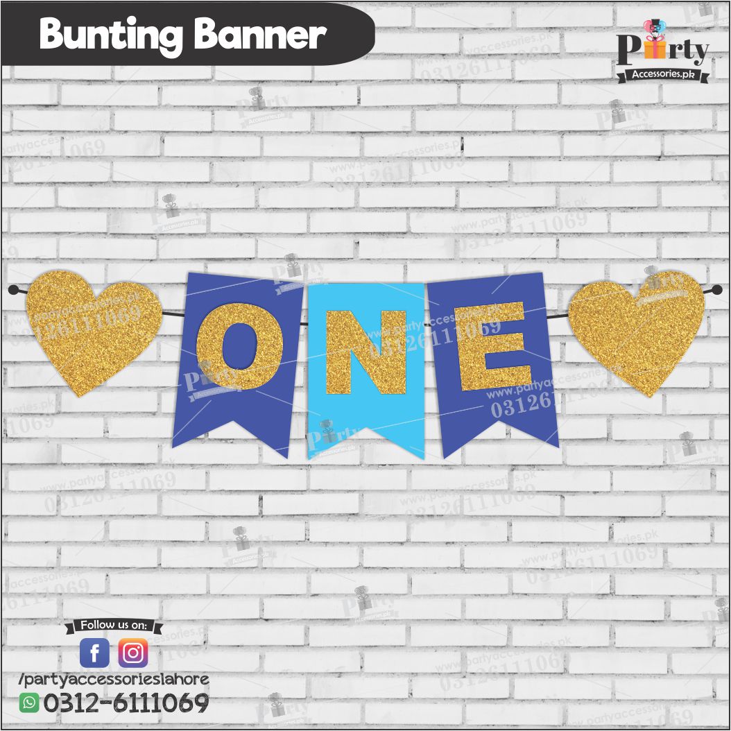 First birthday bunting banner ONE banner for wall decoration for boy