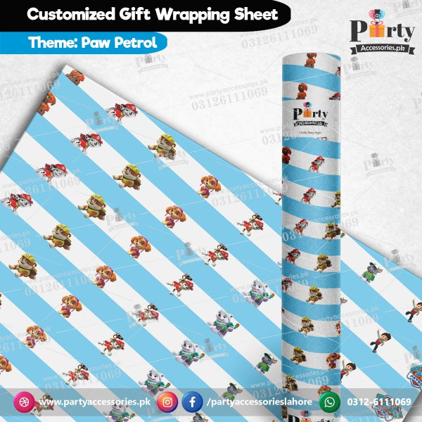 Gift wrapping sheets for PAW Patrol theme birthday party