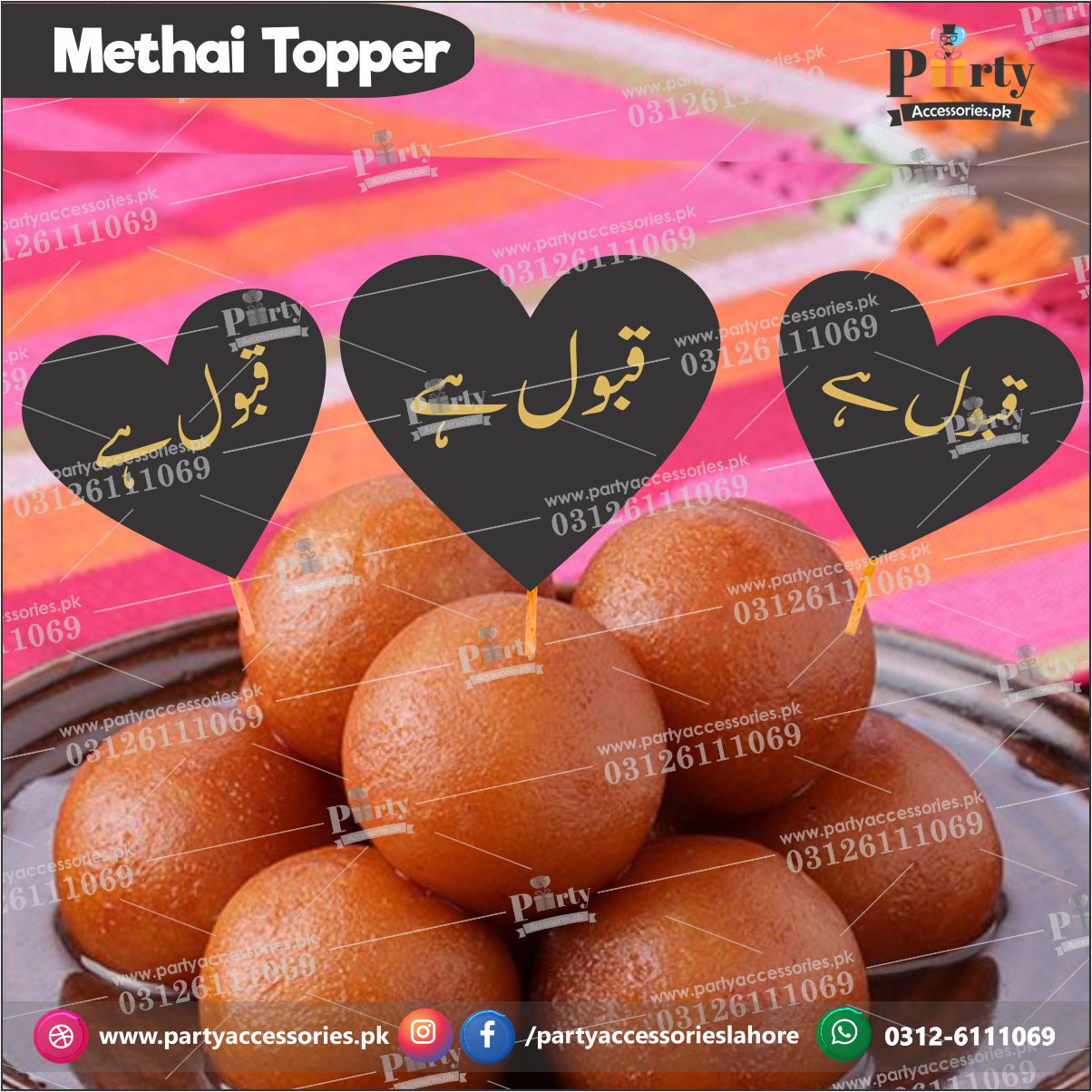 qabool hai mithai toppers in black heart shape color 