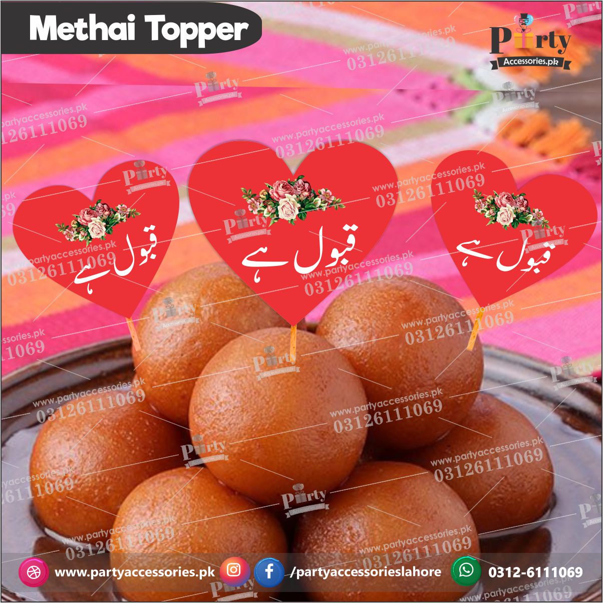 qabool hai mithai toppers in heart shape red color 