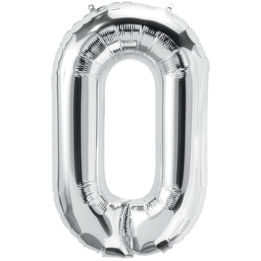 silver 0 Number Foil Balloons