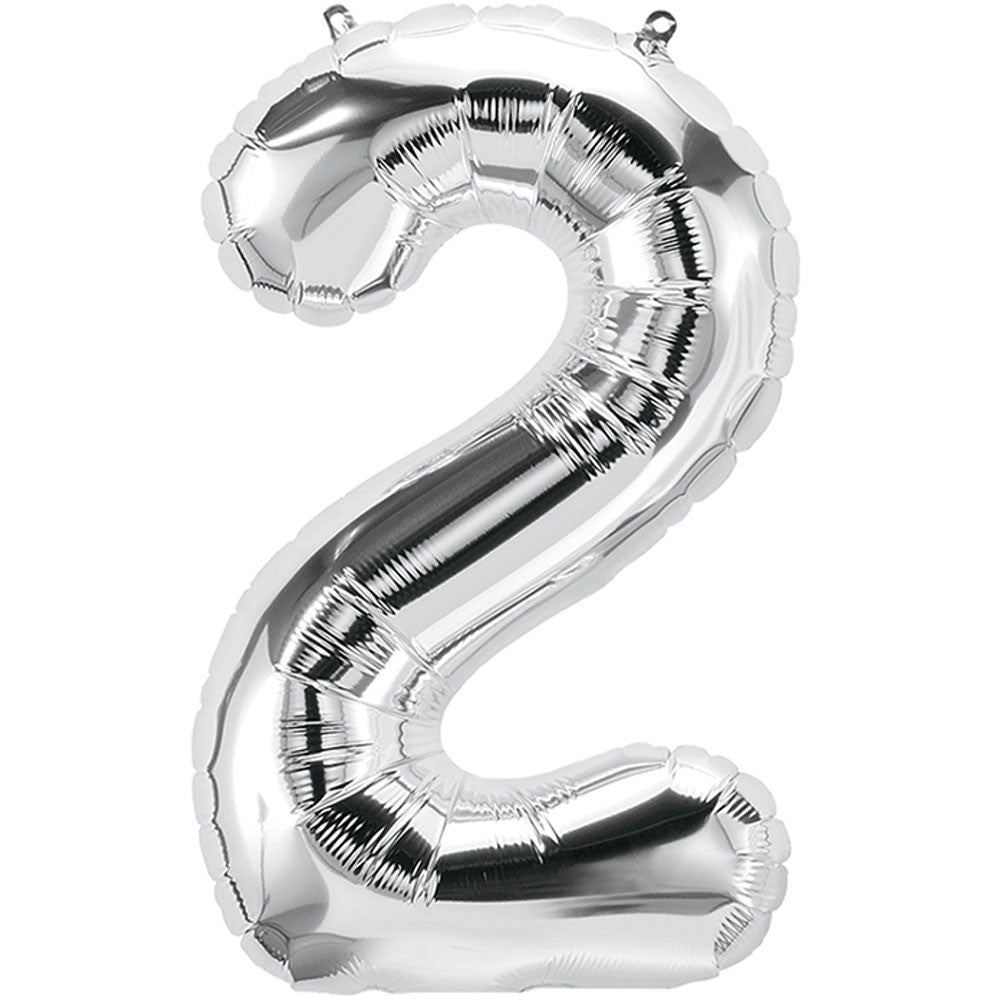 Number 2 Foil Balloons silver 