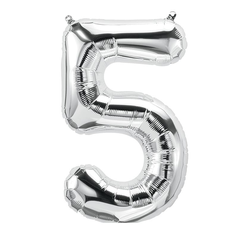 silver 5 Number Foil Balloons