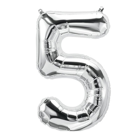 silver 5 Number Foil Balloons