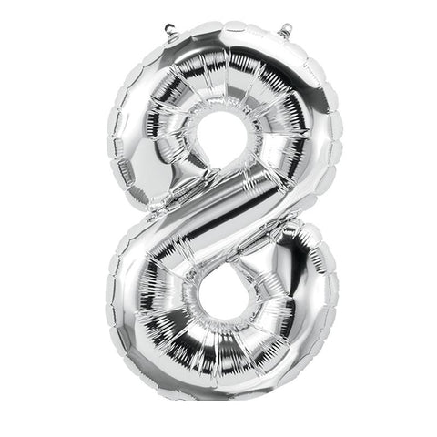 silver 8 Number Foil Balloons