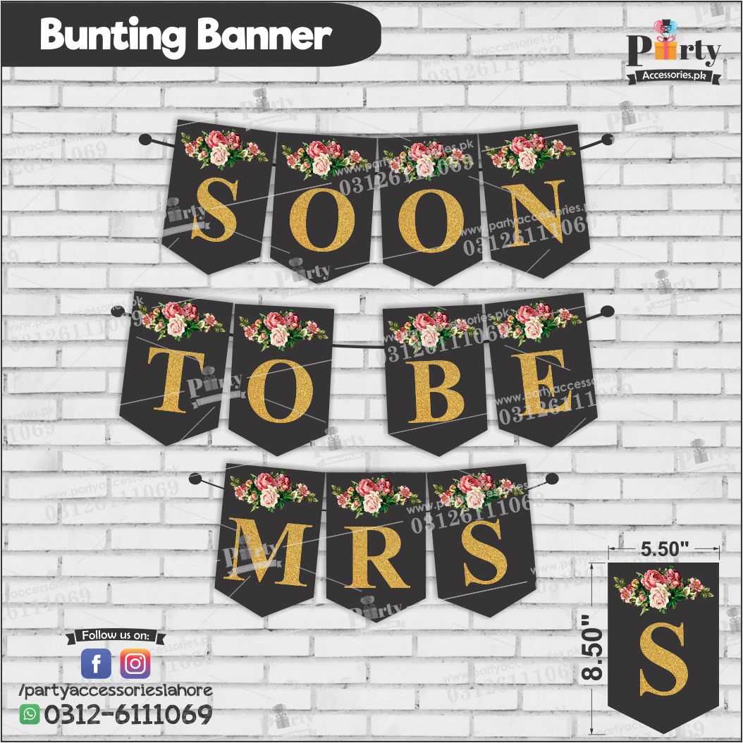 SOON TO BE MRS bunting banner for bridal shower decoration | Black and White