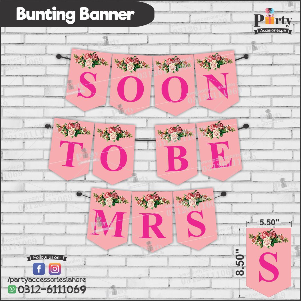 SOON TO BE MRS bunting banner for bridal shower decoration | Shocking Pink and White