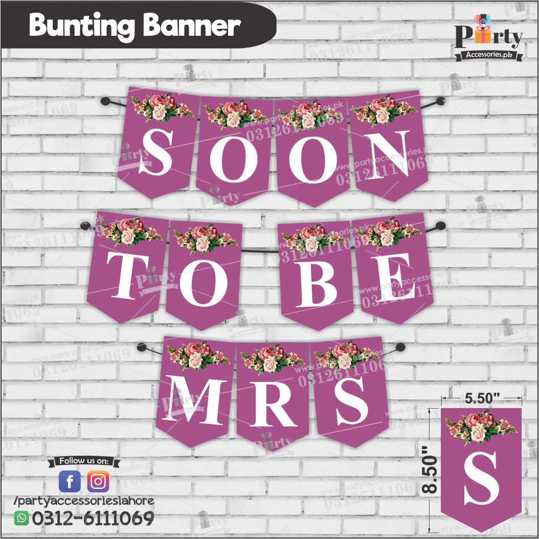 SOON TO BE MRS bunting banner for bridal shower decoration | Purple and White